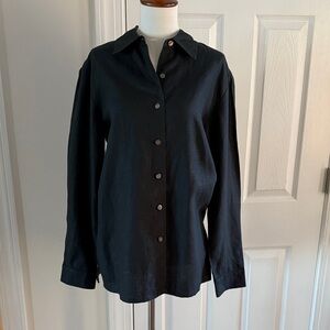 Pursuits ltd Black Linen Women's Blouse luxury classic business work tunic sz 8